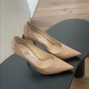 Jimmy Choo Beige Patent Leather Heels size 6.5
